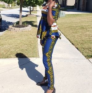 African fabric pants suit. Size: S